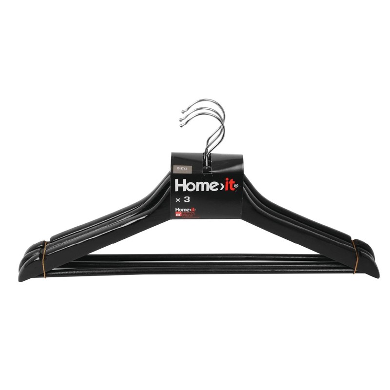 HOME It® 3 Pack 43cm Black Slotted Trouser Bar Hangers