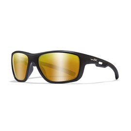 Wiley X WX Aspect Captivate Polarized Sunglasses, Safety Glasses for Men and Women, UV Eye Protection for Shooting, Fishing, Biking, and Extreme Sports, Black Frames, Bronze Mirror Tinted Lenses