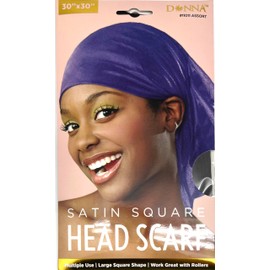 DONNA 30"x30" Satin Head Scarf - Edge Control Hair Bonnet for Sleeping, Luxurious Silk-Like Wrap, BROWN COLOR 1PC