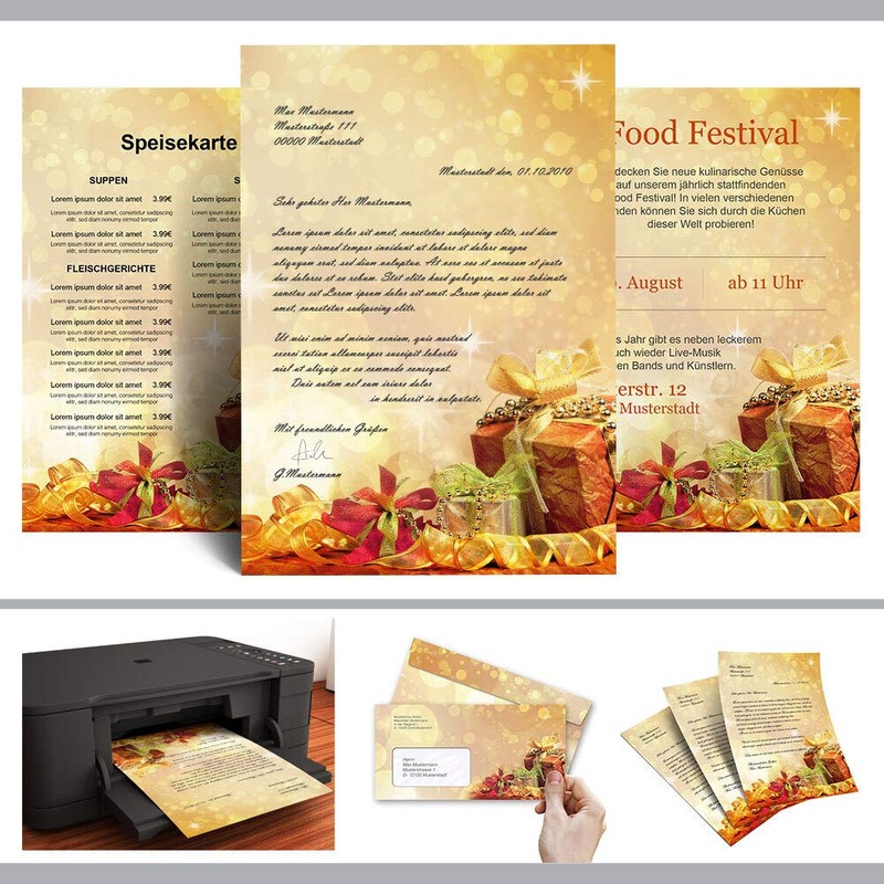 10 envelopes (windowless) Christmas, Christmas Gifts DIN Long (220x110 mm)