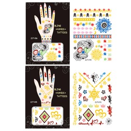 Wrapables Trendy Temporary Metallic Hand Tattoos, Skulls and Snowflake