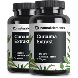 natural elements Turmeric Extract (Set of 2) - High Dose: Curcumin Content of One Capsule Equivalent to 10,000 mg Turmeric - High Dose of 95% Extract - 2 x 90 Capsules