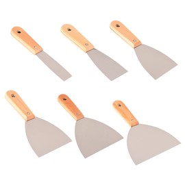 NAMYEUT 6 Piece Spatula Set, Stainless Steel Spatula with Wooden Handle, Painter's Spatula Spatula Tool for Plaster Work with Putty Application and Smoothing of Spatula Mortar