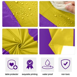 Oudain Disposable Plastic Tablecloths 54" x 108" for Rectangle Tables Cloths Waterproof Table Cover for Graduation Baby Shower Wedding Birthdays Party Decoration(Gold, Purple,3 Pcs)