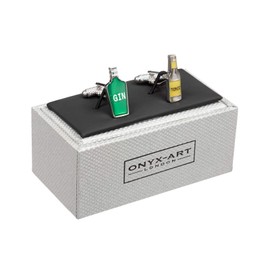 Gin and Tonic Drink Bottle Cufflinks Presented in Onyx Art London Cufflink Gift Box