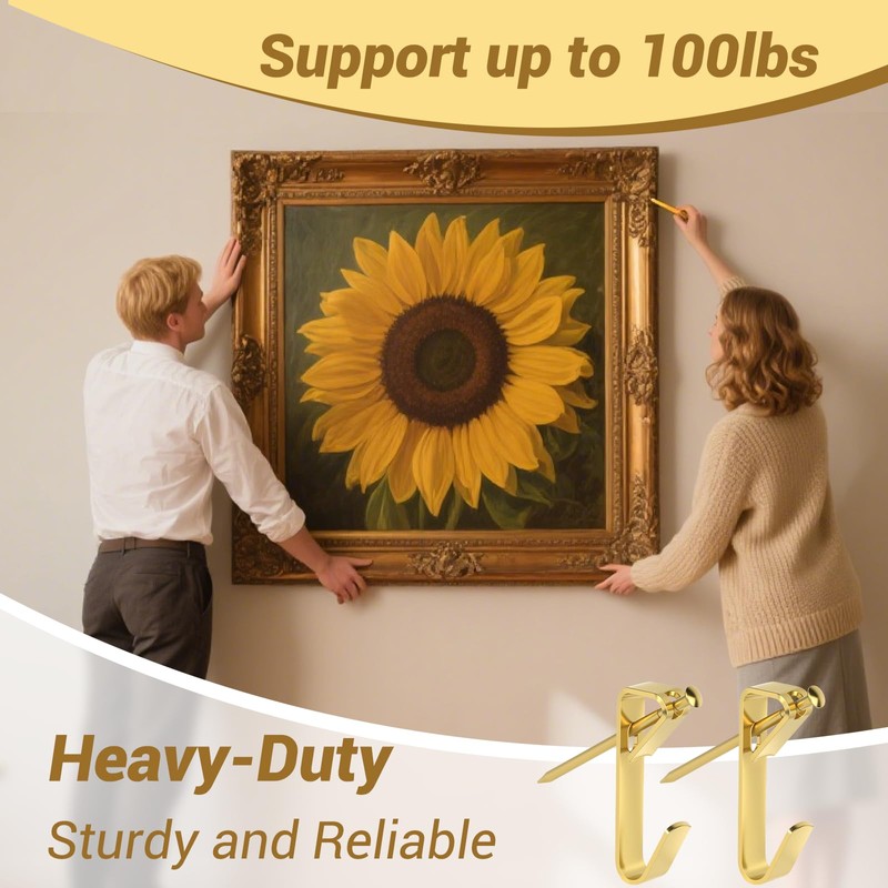 20Pcs Picture Hangers, Heavy Duty 100 lbs Picture Hanging Hooks
