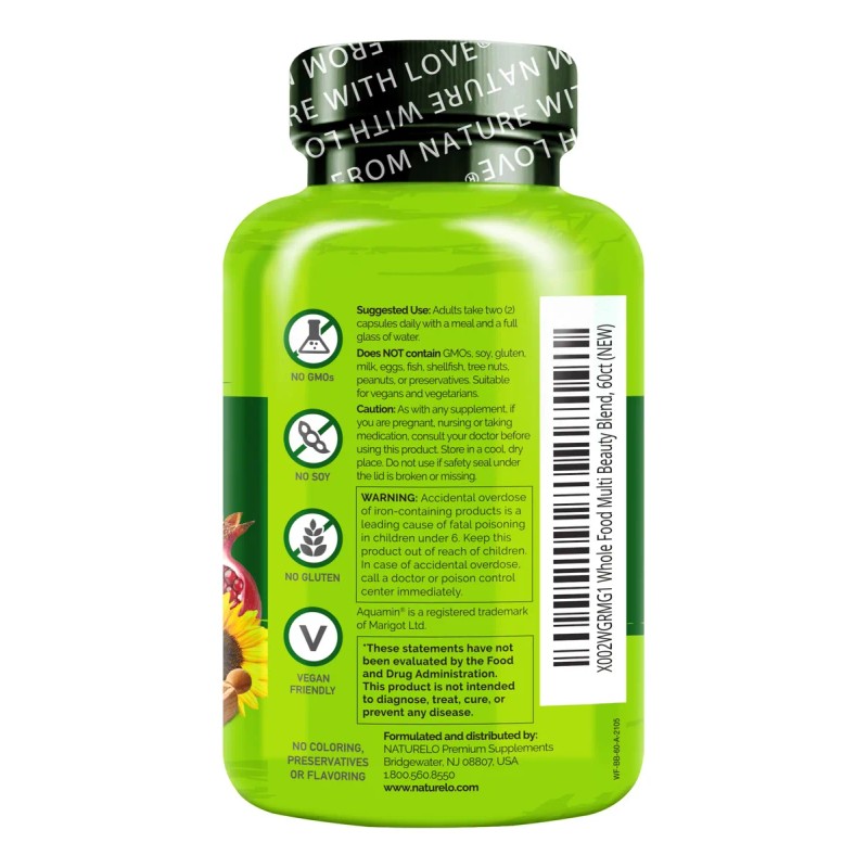 Naturelo Multivitaminico Natural Para Cabello Piel Uñas 60