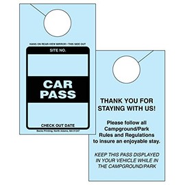 Car Pass Parking Permit Rearview Mirror Hang Tag for Campgrounds RV Parks Trailers Campers Site Tags (Blue, 250)