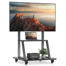 XINLEI Mobile TV Stand on Wheels for Most 32-75 Inch LCD LED OLED Flat Panel Screens, Heavy Duty Rolling TV Cart with Shelf and Large Base, Hold up to 220 lbs ML1699A