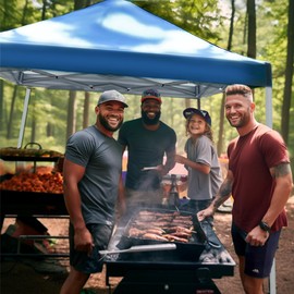 PHI VILLA Pop-up Canopy 10x10 Patio Tent Instant Gazebo Canopy with Wheeled Bag, Portable Lightweight Folding w/Adjustable Height,Blue