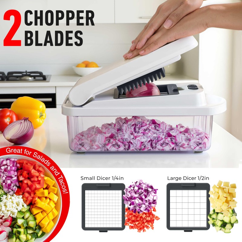 Mueller Pro-Series 10-in-1, 8 Blade Vegetable Chopper, Mandoline Slicer, Food