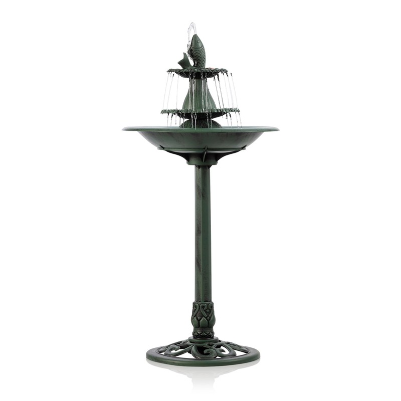 Alpine Corporation TEC104 Outdoor Floor 3-Tiered Pedestal Soothing Cascading Waterfall