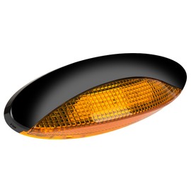 Lumitronics RV LED Euro-Style Porch Light, Amber Lens (Black)