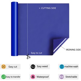 HTV Iron on Vinyl 12Inch by 25ft Roll HTV Heat Transfer Vinyl for T-Shirt HTV Vinyl Rolls for All Cutter Machine - Easy to Cut & Weed for Heat Vinyl Design (25ft, Blue)