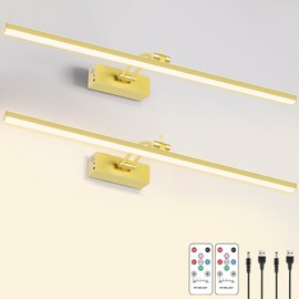 YQNLIFA Picture Light for Wall, 2 Pack 6400mAh Rechargeable Battery Operated Picture Lights, Cordless with Remote Gallery Light for Wall Pictures, Paintings, Artwork, Poster, Dartboards