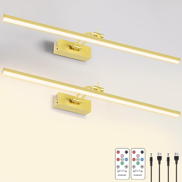 YQNLIFA Picture Light for Wall, 2 Pack 6400mAh Rechargeable Battery