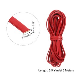 QUARKZMAN Flat Leather Cord 5.5 Yard 5mm Leather Strip for Bracelet Purse Strap Craft Red