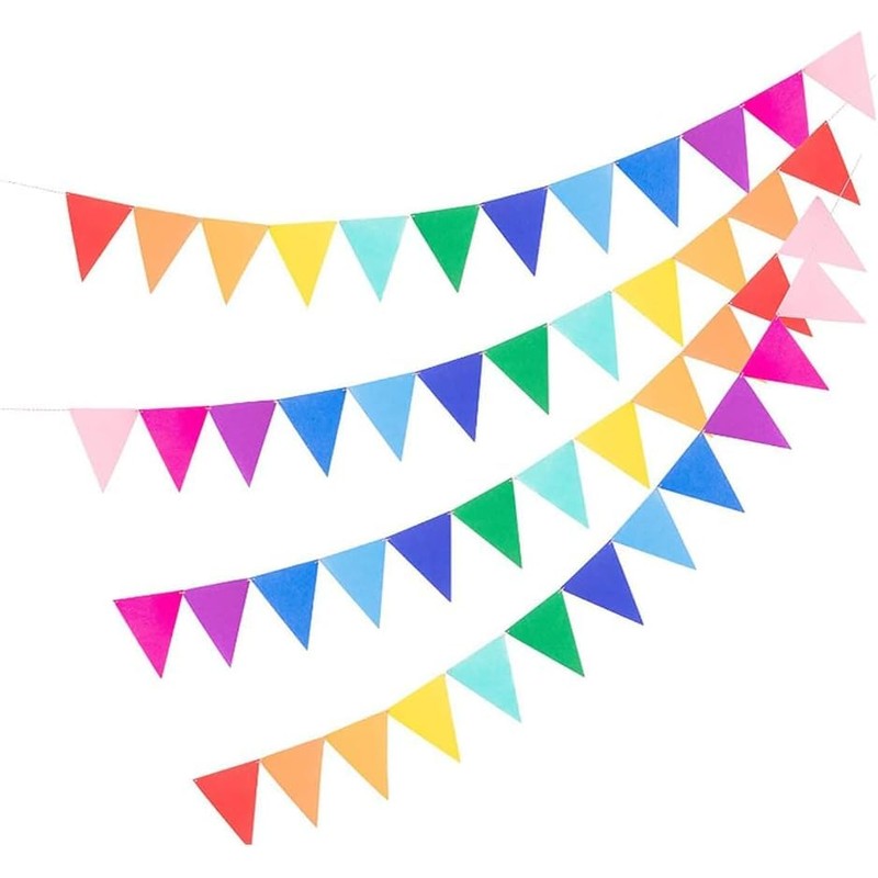 48Pcs Rainbow Pennant Banner, BetterJonny 4 Pack Felt Fabric Flags