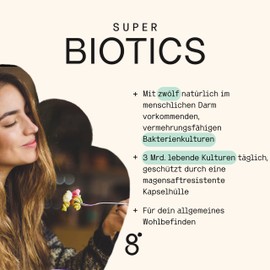 grenzenlos® Super Biotics with Probiotics & Prebiotics for a Healthy Intestinal Flora - Promotes Digestion, Strengthens the Immune System & Supports General Well-Being (60 Capsules for 60 Days)