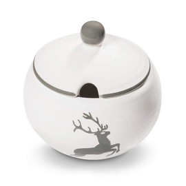 GMUNDNER KERAMIK Sugar Bowl with Cut-Out Diameter 10 cm Grey Deer Crockery Handmade in Austria