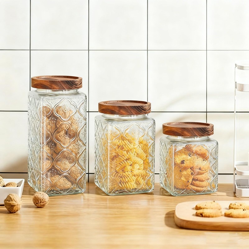 PEDOBALI 6 Pcs Vintage Glass Food Storage Containers with Lid