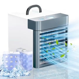 Portable Air Conditioners Fan, Anti-leakage Water Mini Air Cooler with 3 Speeds, Personal Ice Air Conditioner for Room Desk Office Home Tent(White02)