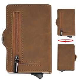 nutmanel Men's Leather Wallet, Slim Wallet with Coin Compartment & RFID Protection, 7 Card Slots, Genuine Leather Wallet, Mini Wallet for Men and Women, Wallet Card Holder, Credit Card Holder, Brown,