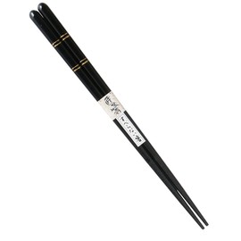 Tanaka Chopsticks Shop 27063 High Quality Domestic Wakasa Lacquer Chopsticks Washing Machine Compatible Chopsticks with Anti-Slide Processing, Gold Duplex, Black