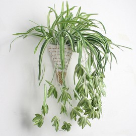 Skyseen Artificial Silk Narcissus bracketplant Spider Plant Fake Hanging Grass,Pack of 2