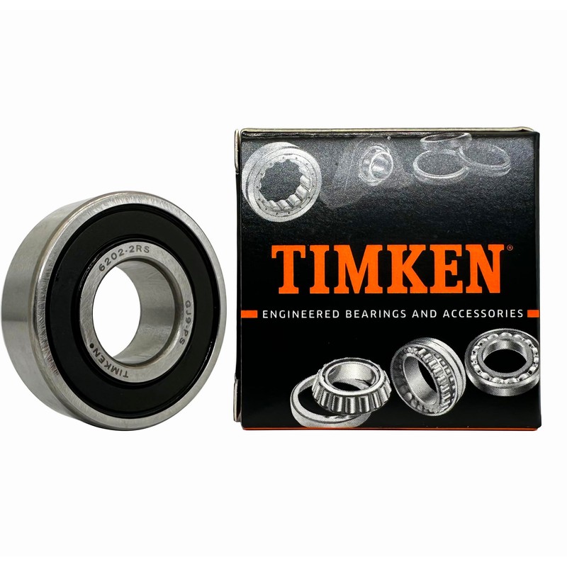 2PACK TIMKEN 6202-2RS Double Rubber Seal Bearings 15x35x11mm, Pre-Lubricated and
