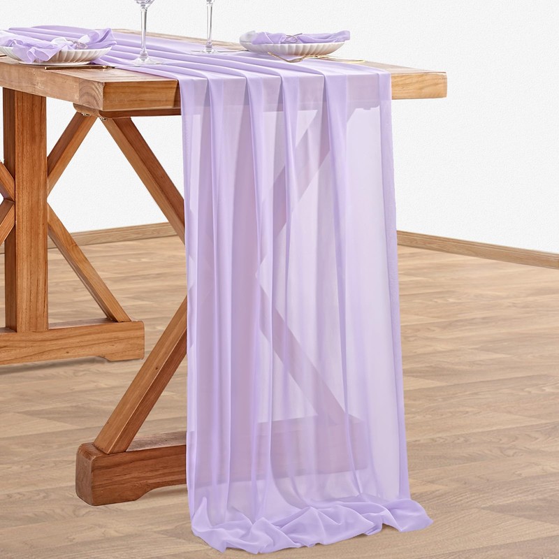 Light Purple Chiffon Table Runner 27x120 Inches Rustic Table Runners