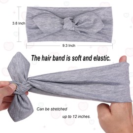 TuTive 6 Pack Elastic Bandana Headbands for Women Boho Style - Elastic Bow Head Bands for Women’s Hair Non Slip - Wide Headwraps with Bows Vintage, Cute Hairbands Hair Accessories