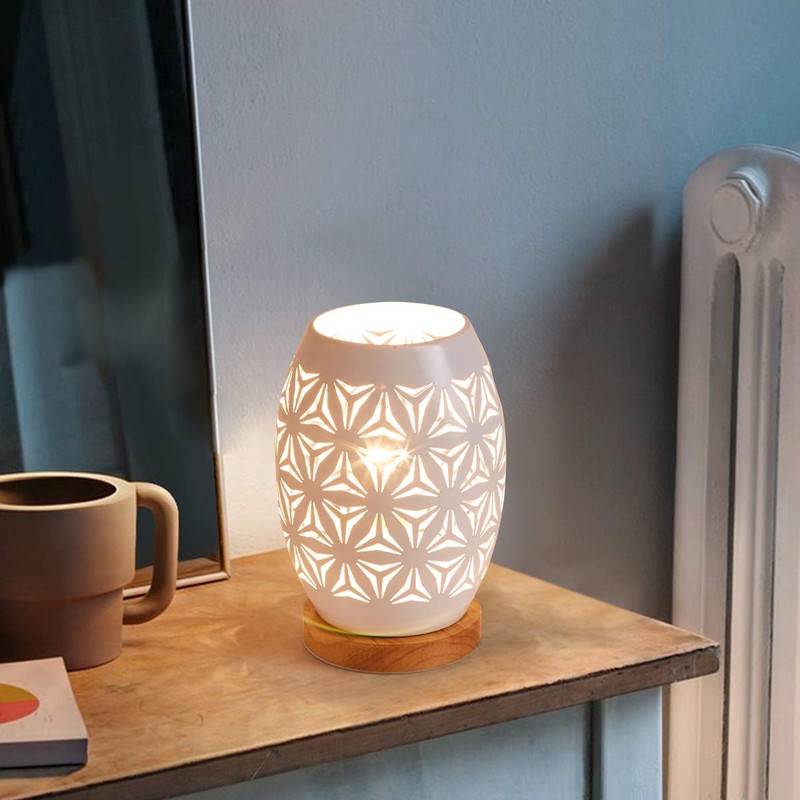 OuXean Unique beautiful white metal hollow design E27 60W table