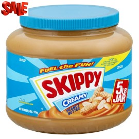 SKIPPY Peanut Butter, Creamy, 7 g Protein Per Serving, Shelf-Stable, 80 oz Plast