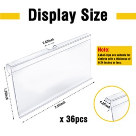 Bin Labels Clip On for Storage Bins, 36PCS Clear Plastic Shelf Price Labels, Basket Labels Clip On, Label Insert Included with Label Paper Inserts for Wire Shelf, Baskets, Fabric Storage Cubes