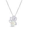 7MM Heart Cut White Created Opal Paw Print Pendant Necklace