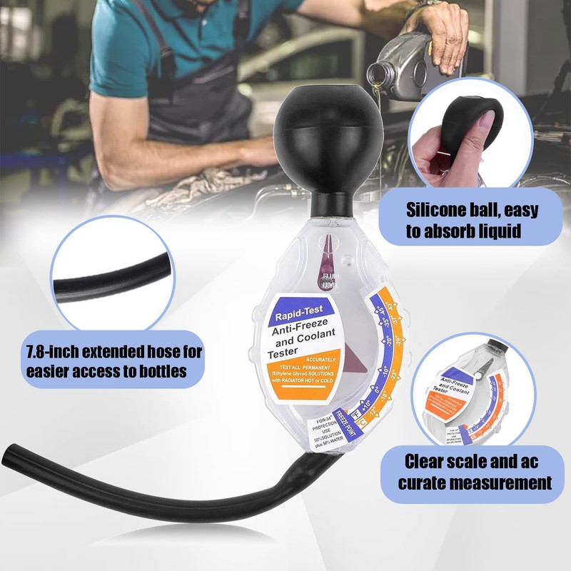 Oneroomone Auto Frostschutzprüfer Kühlmitteltester, Hohe Präzision Frostschutzprüfer, Kühlmitteltester Zubehör, Auto