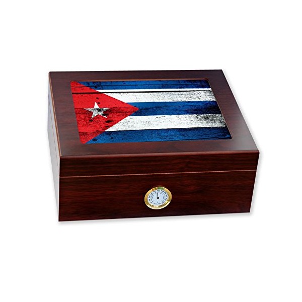 ExpressItBest Premium Desktop Humidor - Glass Top - Flag of
