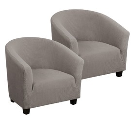 High Stretch Club Chair Cover Tub Chair Cover Armchair Sofa Slipcover with Elastic Bottom Super Soft Jacquard Spandex Skid Resistance Furniture Protector (2 Piece, Taupe)