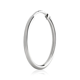 NKlaus Single 20 mm Creole Earrings 925 Sterling Silver 1.5 mm Thick Earrings Silver Earrings 3085, Sterling Silver