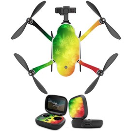 MightySkins Skin Compatible with GoPro Karma Drone Headphones wrap Cover Sticker Skins Rasta Rainbow