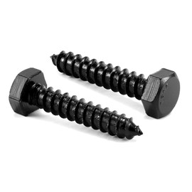 1/4" x 1-1/2" Hex Head Lag Screws Bolts 10Pcs 304 Stainless Steel 18-8, Partial Thread, Hexagon Head Wood Screws Black Oxide by SG TZH
