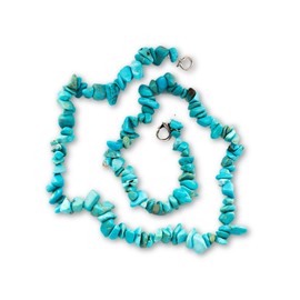 Taddart Minerals Turquoise Coloured Chip Necklace Made from Natural Gemstone Magnesite 45cm Length - Handmade, Turquoise, Turquoise