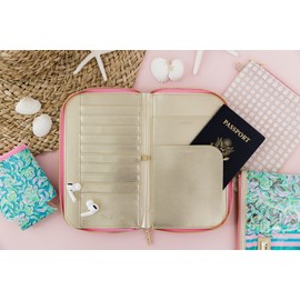 Lilly Pulitzer portafolios de viaje para pasaporte, portafolios de piel vegano para mujer, organizador de documentos de viaje, imán para pollitos, Imán de pollito., Mediano, Soporte para pasaporte