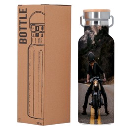 Stainless Steel Flask Thermos Flask - Motorcyclists Cafe Race Vintage Road USA - 500 ml (17 oz)