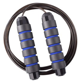ONEGlobal Premium Skipping Rope for Adults & Kids | Steel Reinforced, Adjustable, Tangle-Free Jump Rope w/High-Speed Bearing & Non-Slip Foam Handle for Workouts, Boxing, Exercises | Blue, Ø3.3x300cm