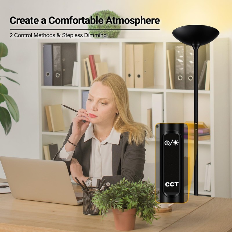 BoostArea Dimmable Floor Lamp,30W 3000LM Super Bright LED Torchiere Standing