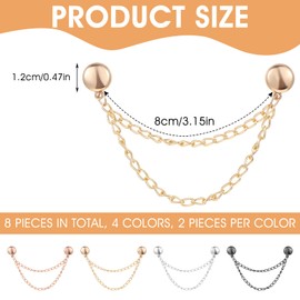 Pack of 8 magnetic clothing clips, multifunctional women's clothing clips, removable magnetic clothing clips, fix trouser legs, for thin clothes, scarves, trouser legs, brooch