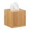 Relaxdays Kosmetiktücherbox quadratisch, Taschentuchbox Holz, Kosmetikbox Bambus, Tücherbox, HBT: 14
