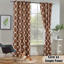 Melodieux Moroccan Fashion Room Darkening Blackout Grommet Top Curtains for Living Room, 52 by 84 Inch, Brown (1 Panel)